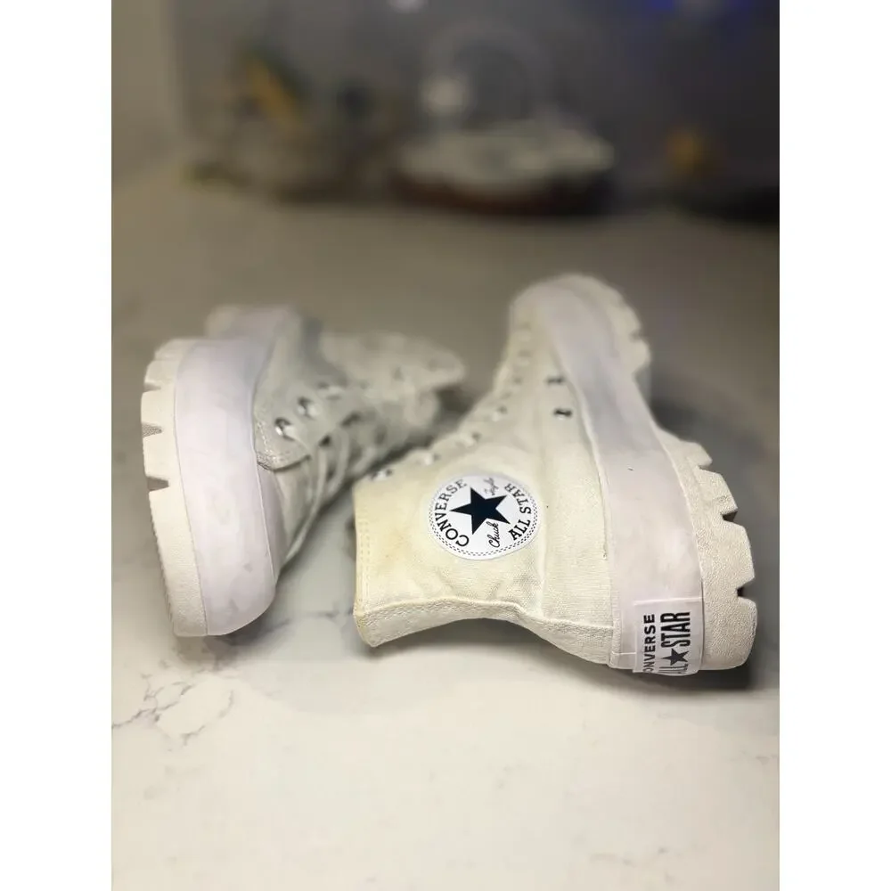 Converse Chuck Taylor All Star Lugged High Top Sneakers White Canvas Platform 8